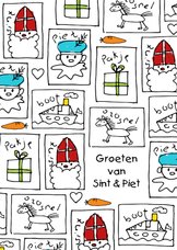 Sinterklaaskaart kindertekeningen Sint en Piet