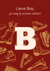 Sinterklaaskaart schoen rood - aanpasbare letter