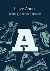 Sinterklaaskaart schoen zetten - aanpasbare letter