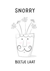 Snorry te laat voor je verjaardagskaart handgetekend vaasje