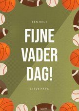 Sportieve vaderdagkaart met ballen groen sportveld en tekst