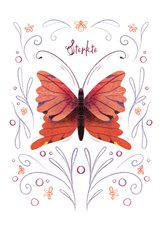 Sterkte kaart met vlinder in warme kleuren