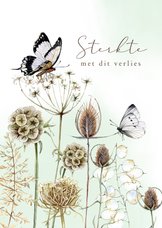 Sterkte kaartje botanische takken met vlinder