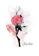 Sterktekaart pink bloem blad