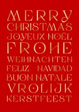 Stijlvolle kerstkaart met art deco typografie in talen