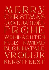 Stijlvolle kerstkaart met art deco typografie in talen