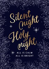 Stijlvolle kerstkaart Silent Night goud