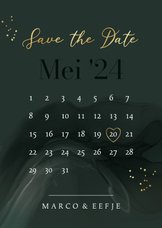 Stijlvolle save the date kaart kalender watercolor spetters 