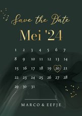 Stijlvolle save the date kaart kalender watercolor spetters 
