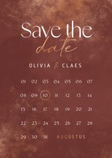 Stijlvolle save the date kalender met koper accenten