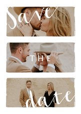 Stijlvolle trouwkaart save the date met fotocollage