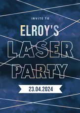 Stoer lasergame uitnodiging feestje met holografische folie