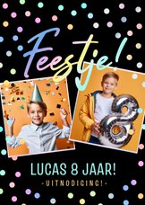 Stoere en vrolijke uitnodiging kinderfeestje jongen 