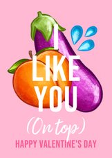 Stoute Valentijnskaart ‘I like you’ emoji’s perzik aubergine