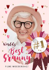 Trendy moederdagkaart 'Best Granny' vaandel foto hartjes