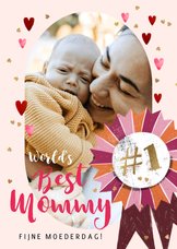 Trendy moederdagkaart 'Best Mommy' vaandel goud foto