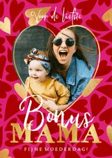 Trendy Moederdagkaart bonus mama harten goud foto