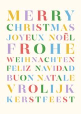 Trendy zakelijke kerstkaart met regenboog typografie talen