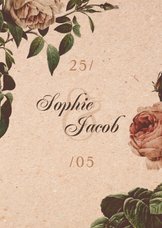 Trouwkaart vintage met bloemen