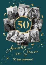 Uitnodiging 50 jaar getrouwd fotocollage in cirkel