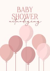 Uitnodiging babyshower meisje met roze ballonnen