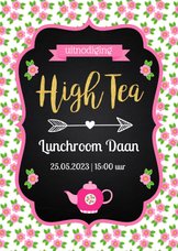 Uitnodiging High Tea typografie bloemen