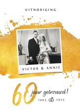 Uitnodiging jubileumfeest 60 jaar getrouwd goud foto cheers
