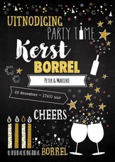 Uitnodiging 'kerst' borrel trendy typografische kaart