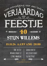 Uitnodiging krijtbord verjaardag tekst 