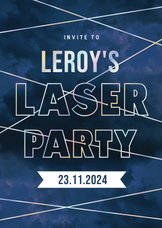 Uitnodiging lasergamen feestje met holografische foliedruk