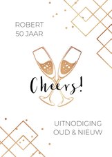 Uitnodiging nieuwjaarsfeestje champagne cheers 