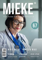 Uitnodiging pensioen feest in tijdschrift stijl met naam