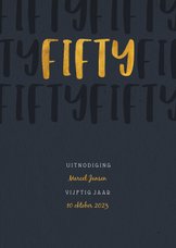 Uitnodiging stijlvol met gouden fifty en papierlook