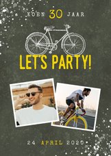 Uitnodiging verjaardag 30 jaar fiets, foto's en spetters