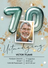 Uitnodiging verjaardag 70 jaar ballonnen