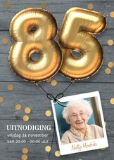 Uitnodiging verjaardag 85 jaar ballon