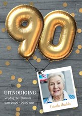 Uitnodiging verjaardag 90 jaar ballon