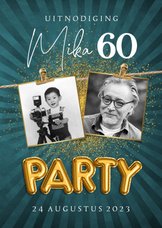Uitnodiging verjaardags 60 jaar goud party foto