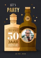 Uitnodigingskaart whisky met foto 50 jaar aanpasbaar