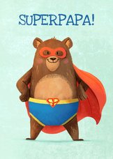 Vaderdag kaart met een beer als superheld