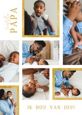 Vaderdag staande collagekaart zeven foto's met goudaccenten