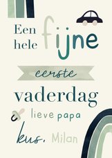 Vaderdagkaart eerste Vaderdag regenboog typografisch