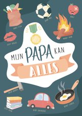 Vaderdagkaart met illustraties van wat de beste papa kan