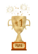 Vaderdagkaart nummer 1 papa gouden trofee en vuurwerk