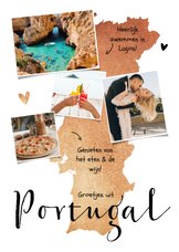 Vakantiekaart Portugal roségoud fotocollage hartjes