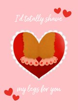 Valentijnskaart Bigfoot harige benen en hartjes 