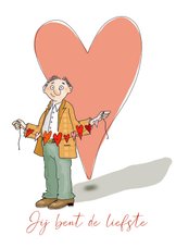 Valentijnskaart man met hartjesslinger