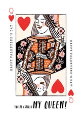 Valentijnskaart met illustratie van kleurrijke hartenvrouw