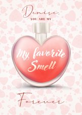 Valentijnskaart met parfumfles en aanpasbare tekst
