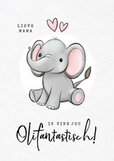 Valentijnskaart olifant fantastisch humor kind hartjes